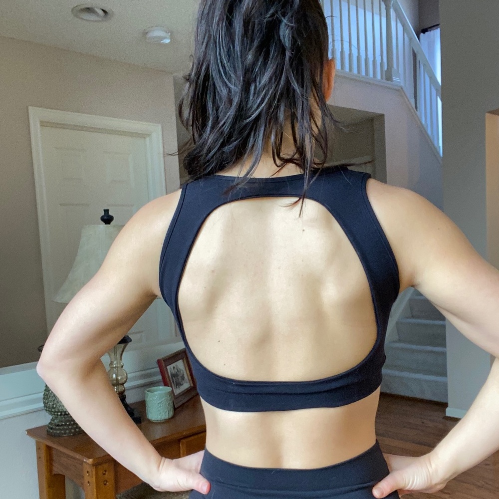 NEVER WORN Pink Sun - S/M Black Sports Bra